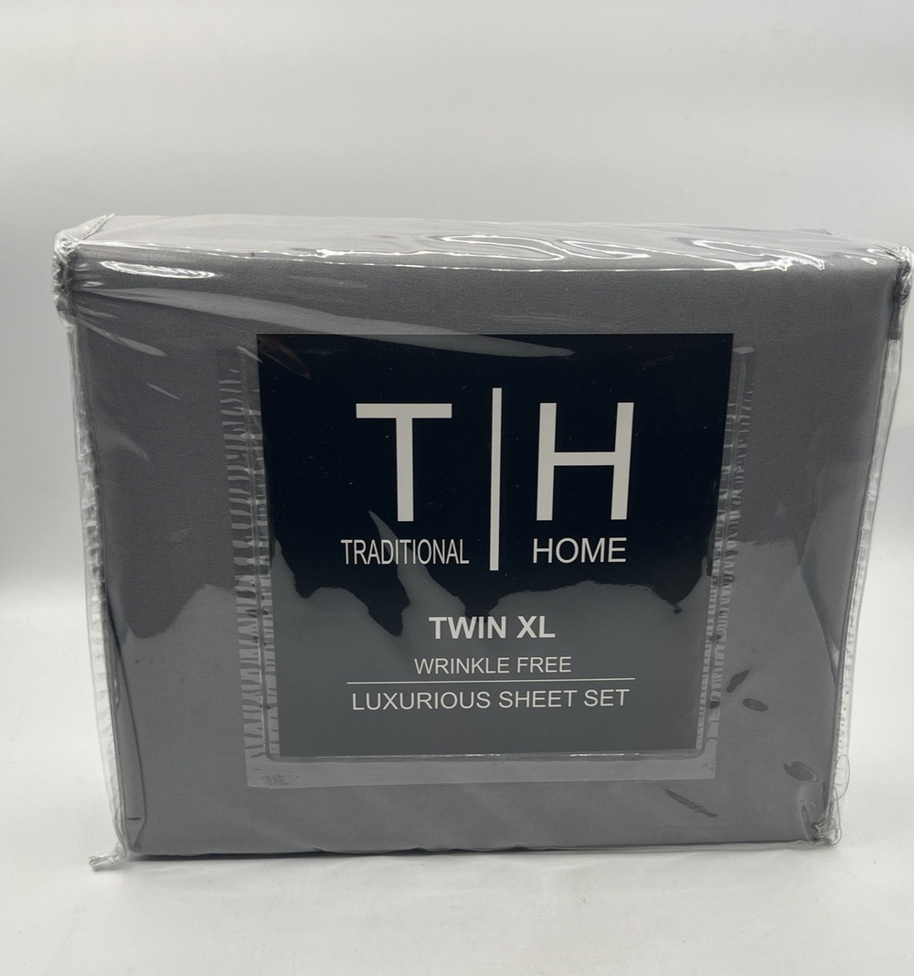 Traditional Home Wrinkle Free Dark Grey TWIN XL Size 3 pc. Sheet Set, 100% Micro